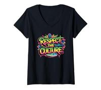 Mujer Respetar la cultura Grafiti Hip-Hop urbano Arte callejero Camiseta Cuello V