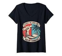 Mujer Respetar las leyes laborales y el día del trabajo de mi hamaca Camiseta Cuello V