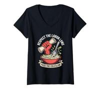 Mujer Respete las leyes laborales Pasa el Día del Trabajo de la Ensalada de Col Camiseta Cuello V