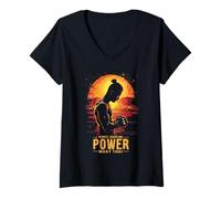 Mujer Respeto Disciplina Poder Muay Thai Arte Camiseta Cuello V