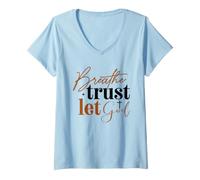 Mujer Respira Confianza Deja Que Dios Fe Cristiana Camiseta Cuello V