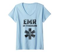Mujer Responder médico de Emergencia en Entrenamiento EMR EMT Ambulancia Camiseta Cuello V
