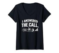 Mujer Respondí a la Llamada: Divertida Cita de un despachador del 911 Camiseta Cuello V