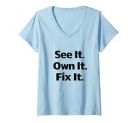 Mujer Responsabilidad de la Seguridad en el Lugar de Trabajo | Campaña Cultura Proactiva Camiseta Cuello V