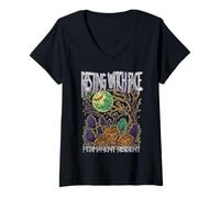 Mujer Resting Witch Face Permanent Resident Happy Halloween Espeluznante Camiseta Cuello V