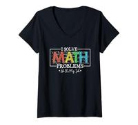 Mujer Resuelvo Problemas de matemáticas como si Fuera mi Trabajo Gracioso Regreso a la Escuela Camiseta Cuello V