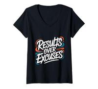 Mujer Resultados sobre Excusas - Cita inspiradora Motivacional Camiseta Cuello V