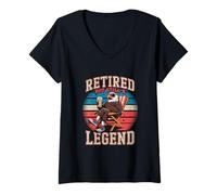 Mujer Retirado Pero Sigue Siendo un águila Leyenda con Cerveza Estilo Americano Camiseta Cuello V