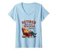 Mujer Retired But Still Rescuing Cats for Cat Lovers Camiseta Cuello V