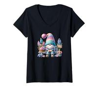 Mujer Retired Grandpa GNOME Lilac Lavender Decor For Hello Spring Camiseta Cuello V