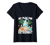 Mujer Retired Grandpa Life Summer GNOME For Men Beach Retirement Camiseta Cuello V