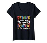 Mujer Retired Under New Management See Grandkids For Details Camiseta Cuello V
