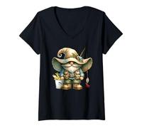 Mujer Retirement Fishing GNOME For Retired Dad and Fishing Grandpa Camiseta Cuello V