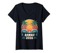 Mujer Retiro de Luna de Miel de Vacaciones Familiares Tropicales en Hawái 2026 Camiseta Cuello V