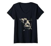 Mujer Retrato Animal Urbano Fresco Cigarrillo Fumar león Camiseta Cuello V