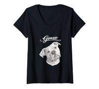 Mujer Retrato de Bulldog Gonzo Camiseta Cuello V