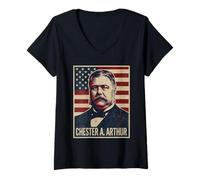 Mujer Retrato de Chester A. Arthur Camiseta Cuello V