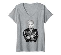 Mujer Retrato de Gary Numan Warriors Tour por Allan Ballard Camiseta Cuello V