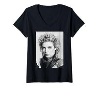 Mujer Retrato de la era de Kim Wilde Pop Star Teases & Dares 1984 Camiseta Cuello V
