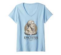 Mujer Retrato de la sabiduría Griega Antigua del filósofo estoico de Epicteto Camiseta Cuello V