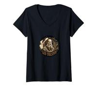 Mujer Retrato de León Tolstoi - Diseño clásico de Literatura Rusa Camiseta Cuello V
