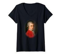 Mujer Retrato de Mozart Amante de la música clásica Arte Vintage Camiseta Cuello V