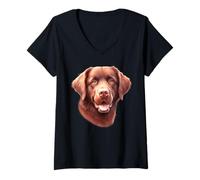 Mujer Retrato de perro Chesapeake Bay Retriever Camiseta Cuello V