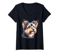 Mujer Retrato de perro de Cairn Terrier Camiseta Cuello V