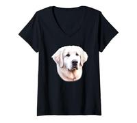 Mujer Retrato de perro Kuvasz Camiseta Cuello V