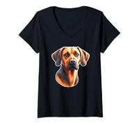 Mujer Retrato de Perro Plott Hound Camiseta Cuello V