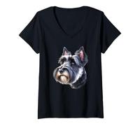 Mujer Retrato de perro terrier escocés Camiseta Cuello V