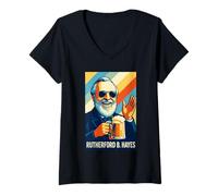 Mujer Retrato de Rutherford B. Hayes Camiseta Cuello V