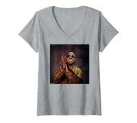 Mujer Retrato de Stevie Wonder Motown Artista por Michael Grecco Camiseta Cuello V