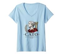 Mujer Retrato del senador estoico de la Antigua Roma Catón el Joven Camiseta Cuello V
