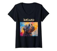 Mujer Retratos de Perros franceses Coloridos - Briard Camiseta Cuello V