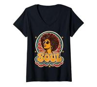 Mujer Retro 70s Soul Funk Afro Queen Disco Vintage Camiseta Cuello V