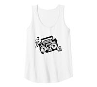 Mujer Retro 80s 90s Boom-Box Vintage Cassette Player Graphic tee Camiseta sin Mangas