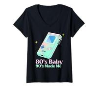 Mujer Retro 80's Baby 90's Made Me Nostalgia Camiseta Cuello V
