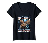 Mujer Retro 80s Heavy Metal Band Glam Rock Bearded Dragon Lover Camiseta Cuello V