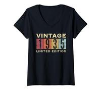 Mujer Retro 90 años Vintage 1935 Edición Limitada Cumpleaños Camiseta Cuello V