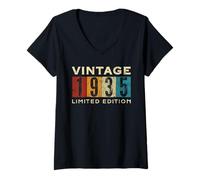 Mujer Retro 90 años Vintage 1935 Edición Limitada Cumpleaños Camiseta Cuello V
