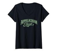 Mujer Retro Appalachian Trail Vintage Style 80s National Park Camiseta Cuello V