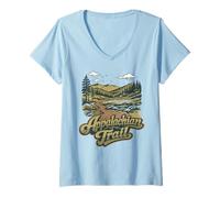 Mujer Retro Appalachian Trail Vintage Style 80s National Park Camiseta Cuello V