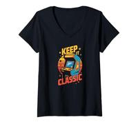 Mujer Retro Arcade Vibes - Keep It Classic 80s Gamer Style Camiseta Cuello V