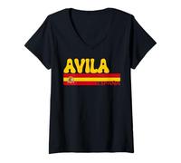 Mujer Retro ÁVILA Ciudad España Vintage Estética Vacaciones de Verano Camiseta Cuello V