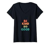 Mujer Retro Be Kind Do Good Positive Vibes Camiseta Cuello V
