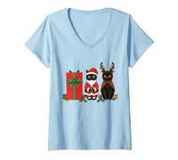 Mujer Retro Black Cat Christmas Women Men Kids Camiseta Cuello V