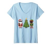 Mujer Retro Black Cat Christmas Women Men Kids Camiseta Cuello V