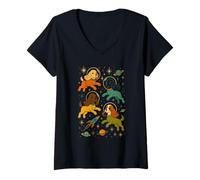 Mujer Retro Cavalier King Charles Spaniel Dorado Camiseta Cuello V