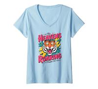 Mujer Retro Christian The Heavens Are Roaring Salmo 19:1 Camiseta Cuello V